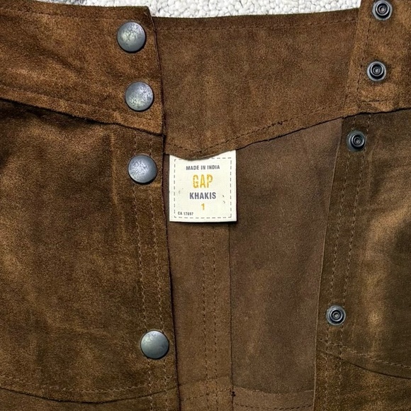 The Gap Women’s 1 Vintage Suede Leather Patchwork Snap Button Midi Skirt Brown - Picture 9 of 10